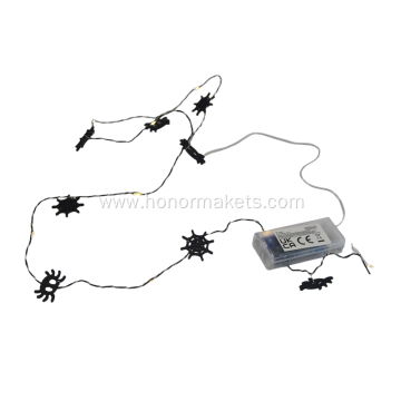 Wooden Spider Halloween String Lights 8 Pack